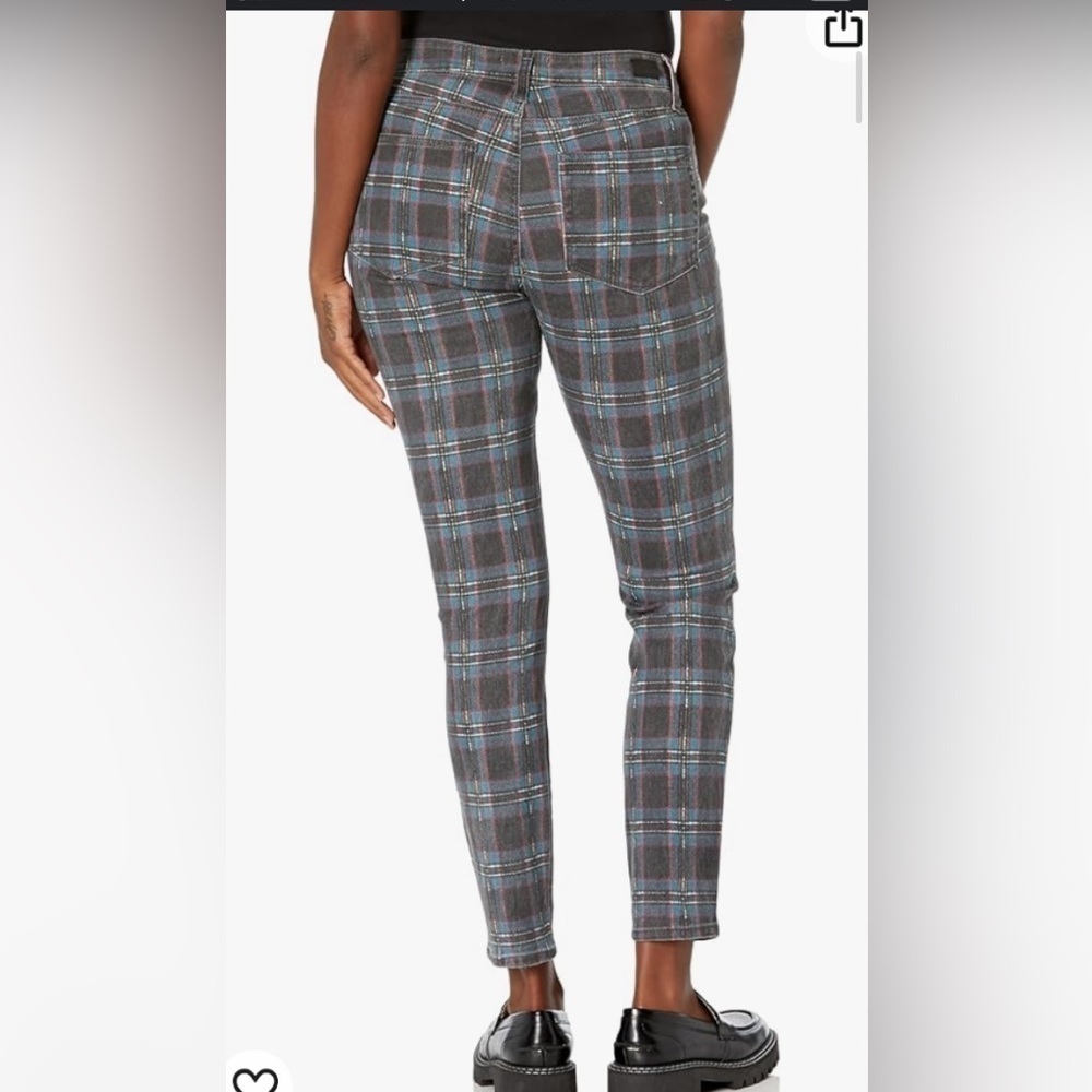 Paige size 25 Hoxton Ankle Black Atlantic Titan plaid jeans
